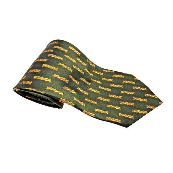 VERSACE Tie 100% Silk Gianni Versace Tie Made in Italy Bottle Green & Gold